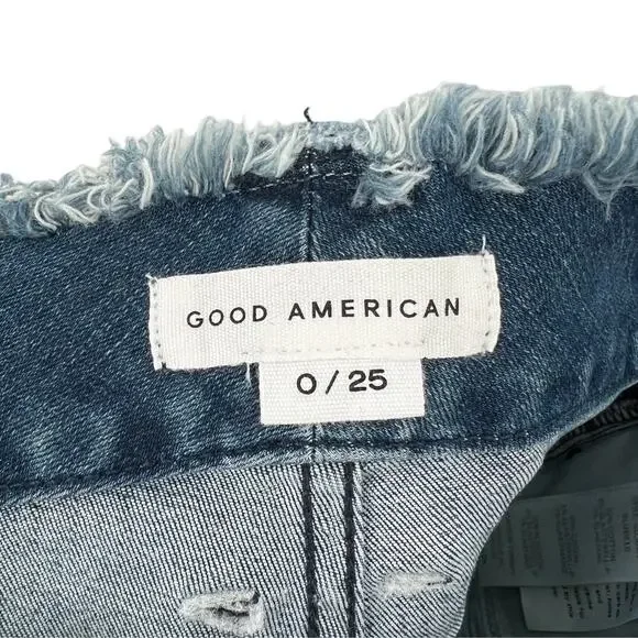 Good American Womens Good Legs Fray Waistband Skinny Jeans Size 0 Waist 25 - Picture 9 of 11